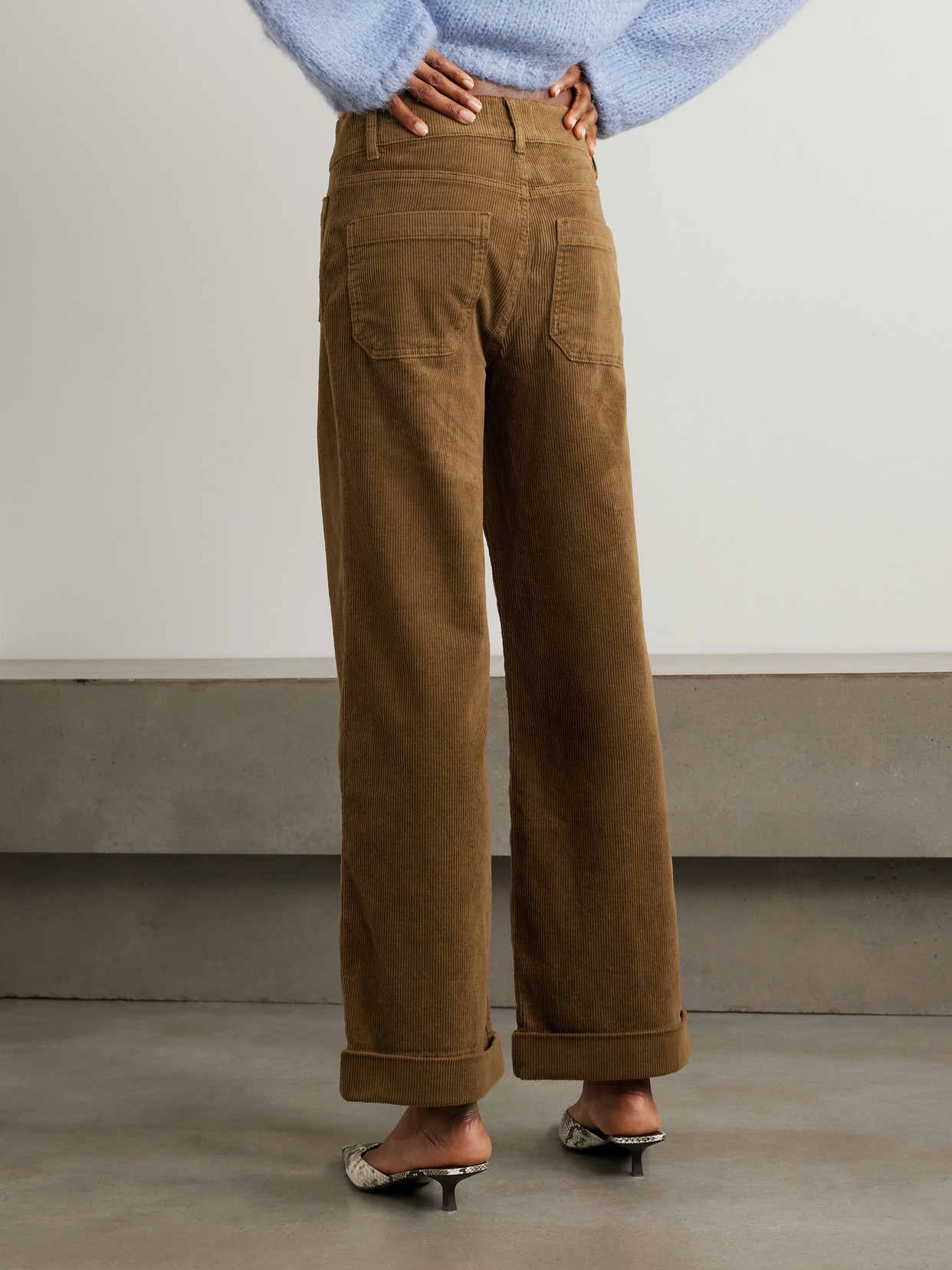 Frame The 70s Cropped Cotton-blend Corduroy Wide-leg Pants In Brown
