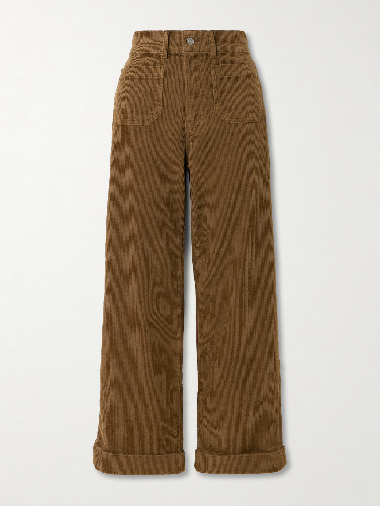 Frame The 70s Cropped Cotton-blend Corduroy Wide-leg Pants In Brown