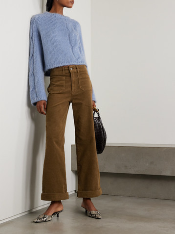 FRAME The 70s cropped cotton-blend corduroy wide-leg pants