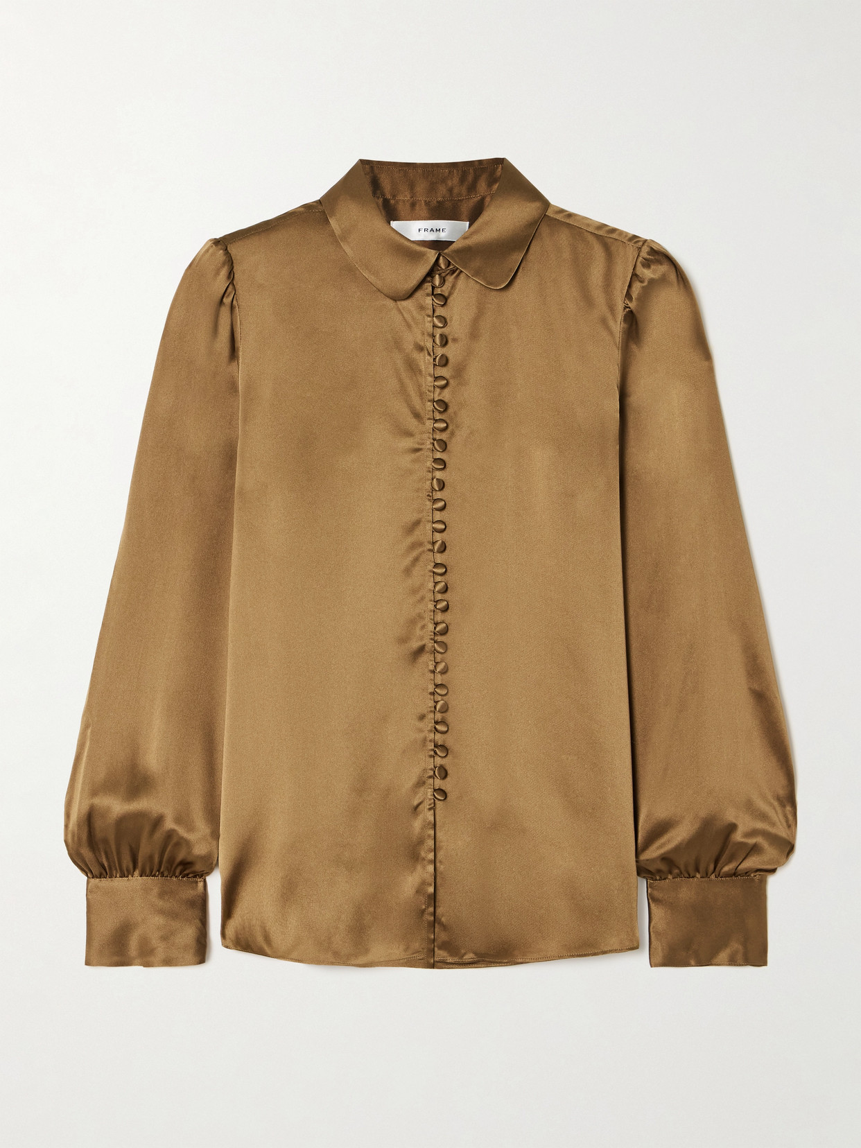 Frame Silk-satin Shirt In Brown
