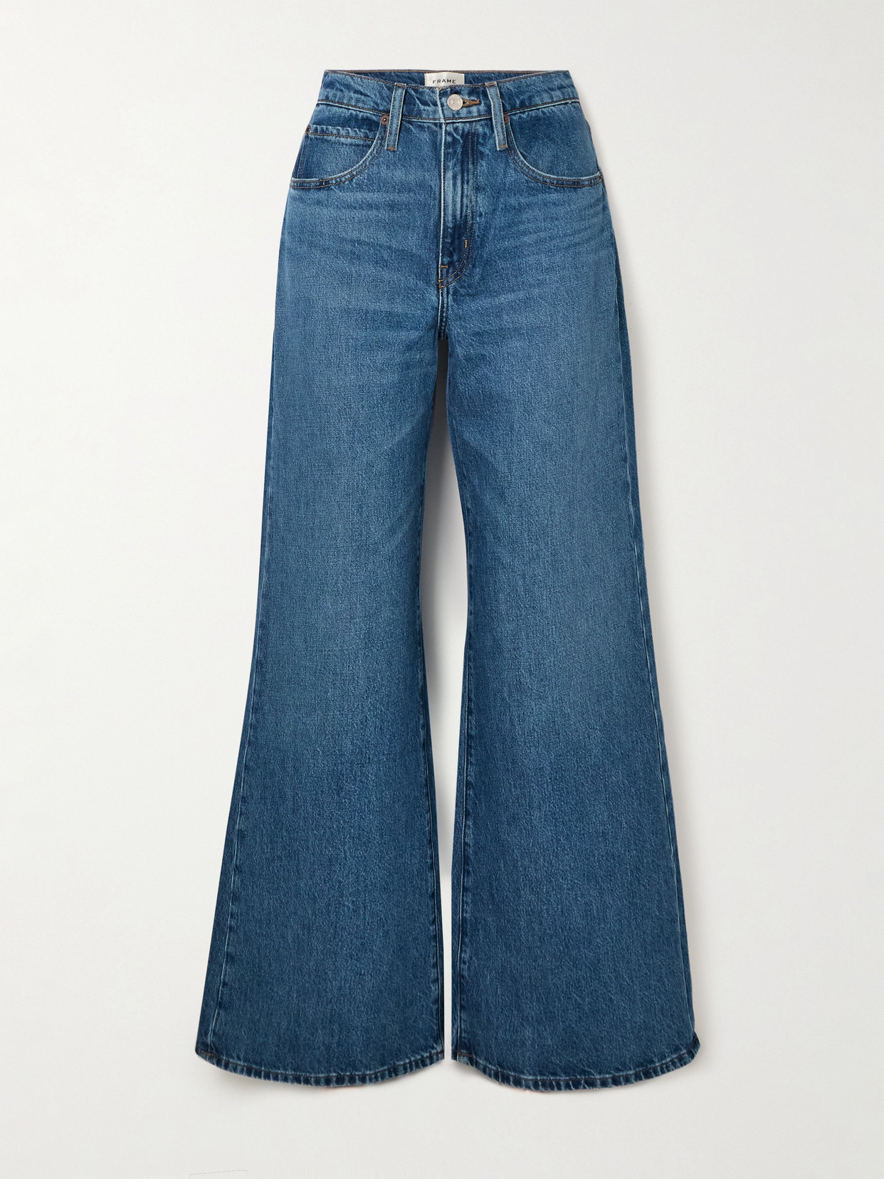 Frame Easy Flare High-rise Flared Jeans In Blue