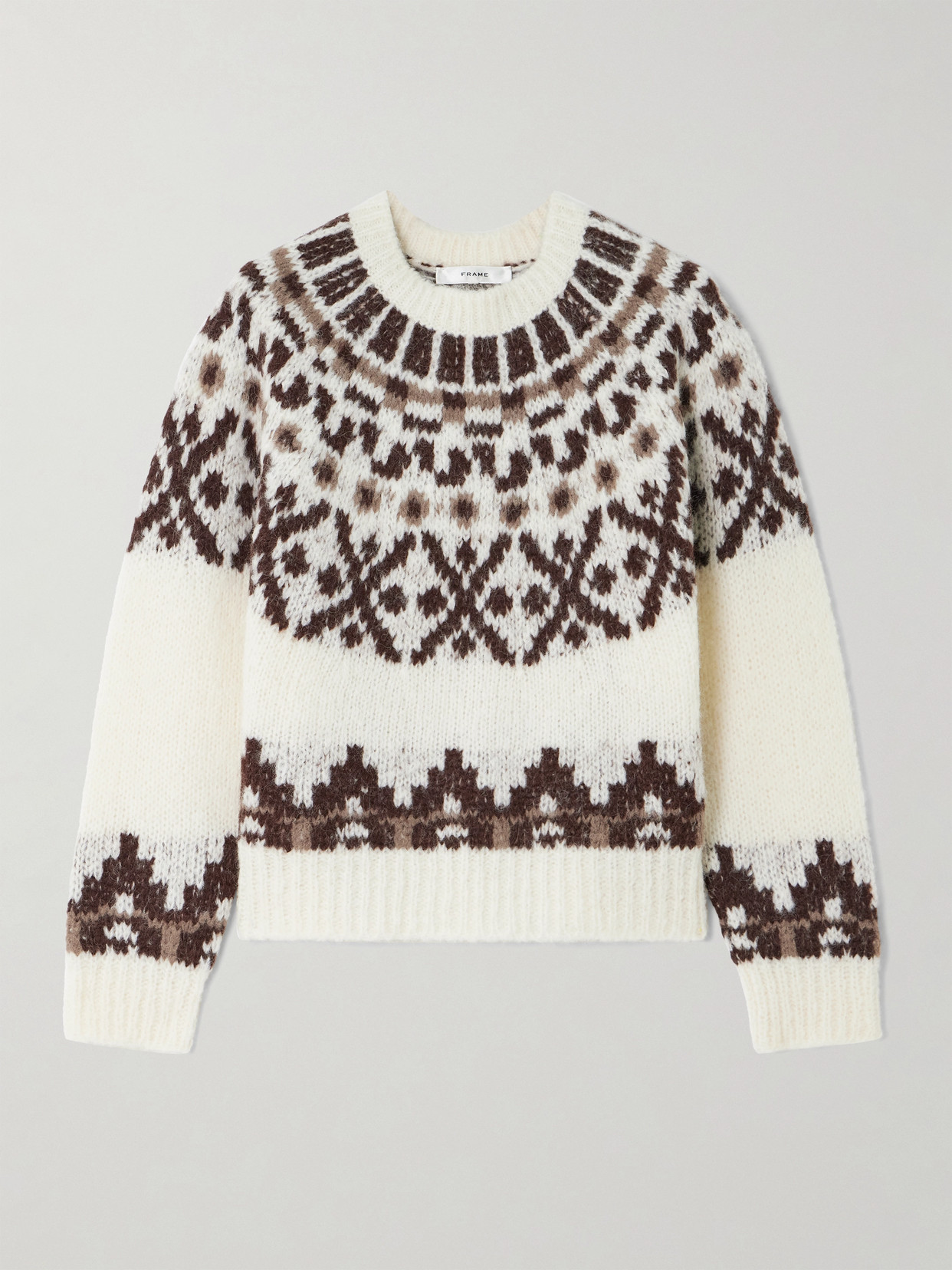 Frame Fair Isle Alpaca Blend Sweater In White