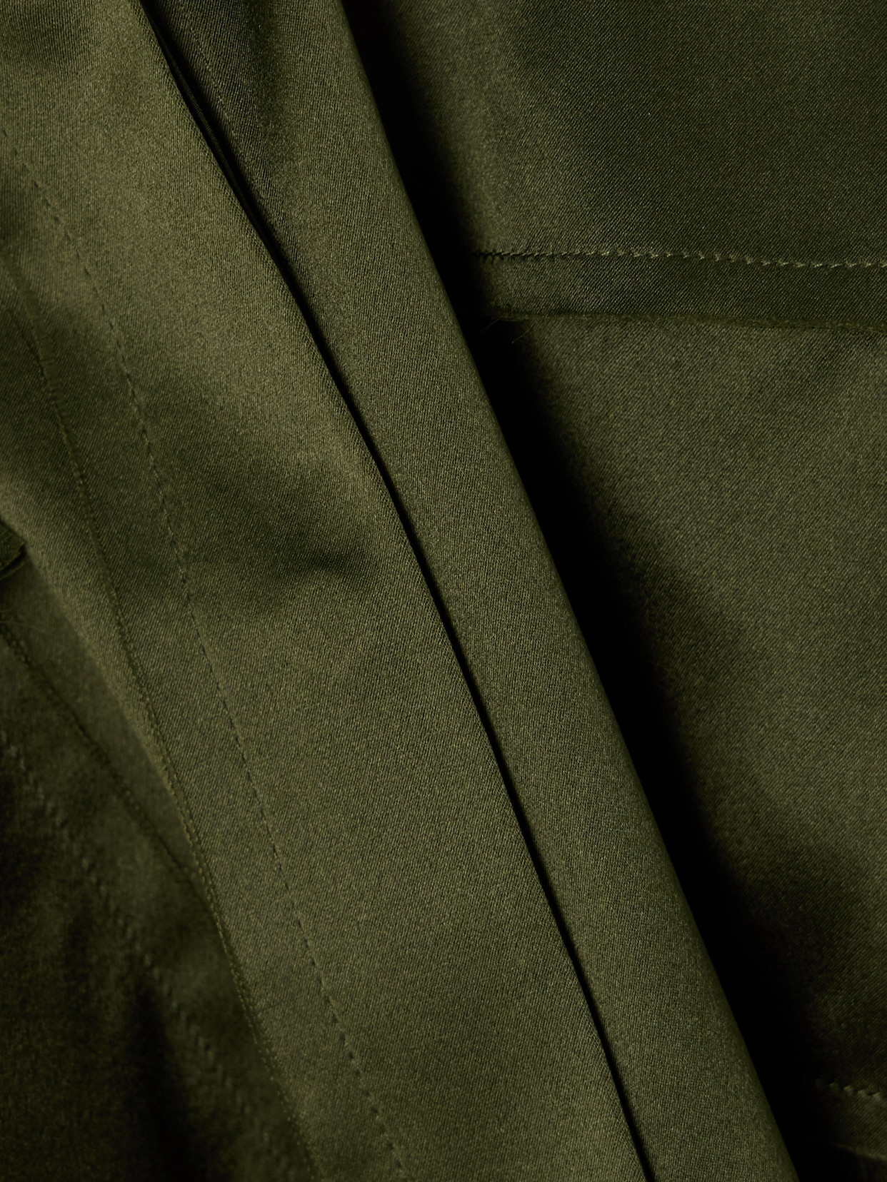 Frame Frayed Silk-charmeuse Shirt In Green