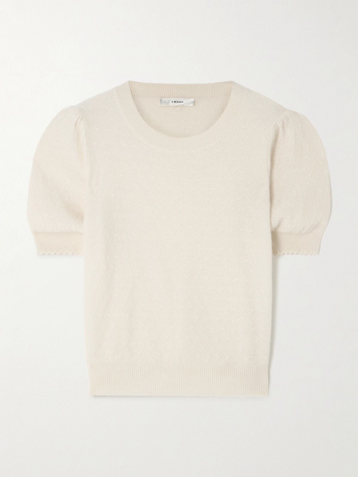 FRAME - Pointelle-knit Cashmere Sweater - Cream