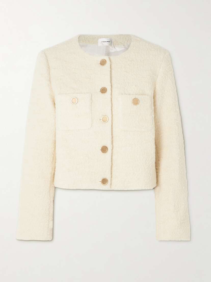 Frame Cropped Cotton-blend Bouclé-tweed Jacket