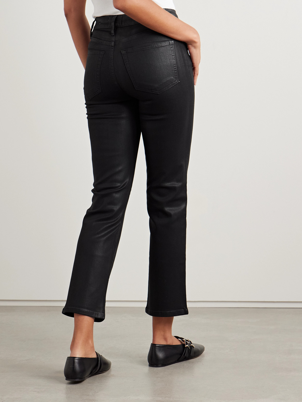 Le Sleek Coated High-Rise Straight-Leg Jeans