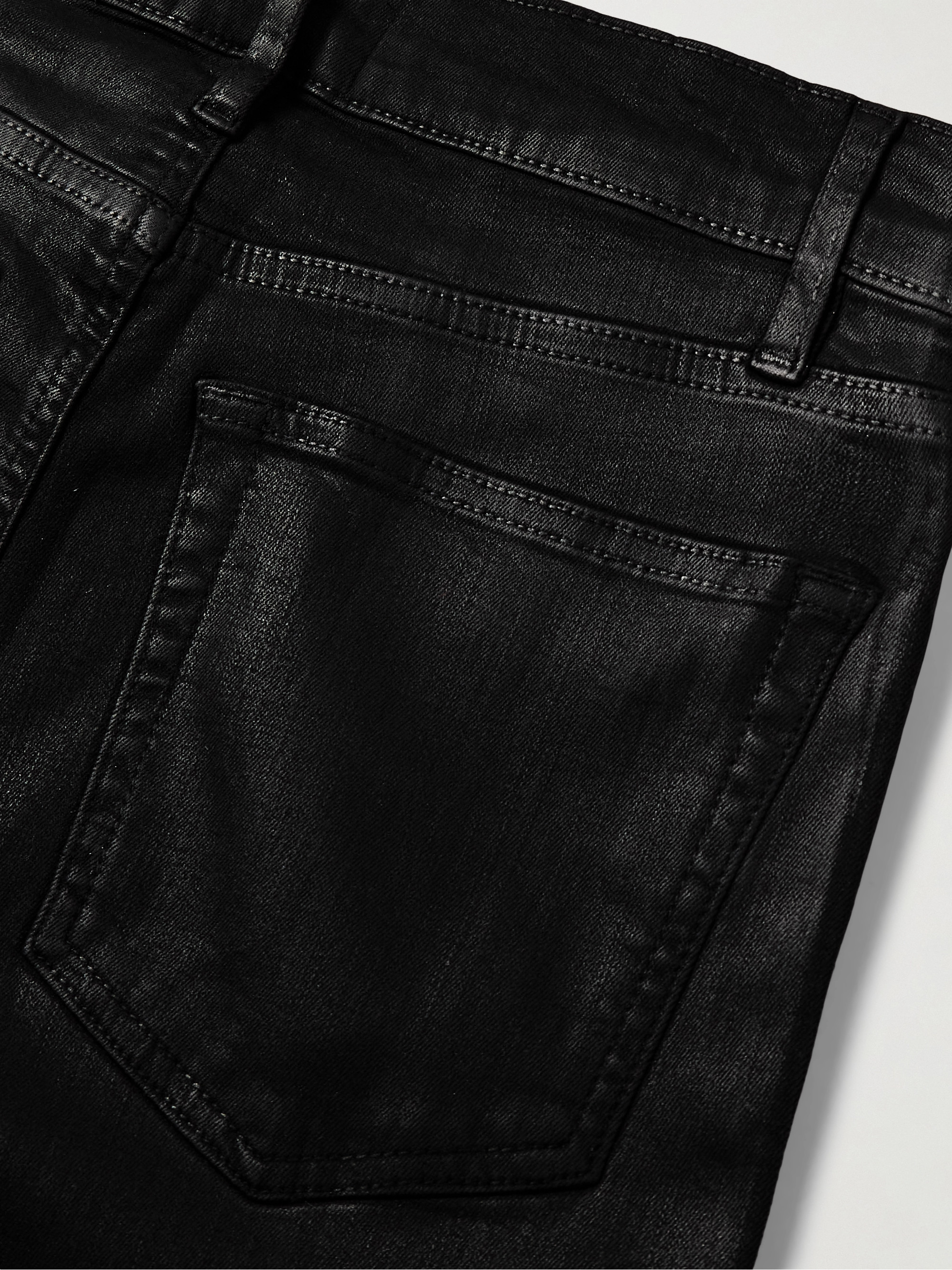 FRAME Le Sleek coated high-rise straight-leg jeans thumbnail