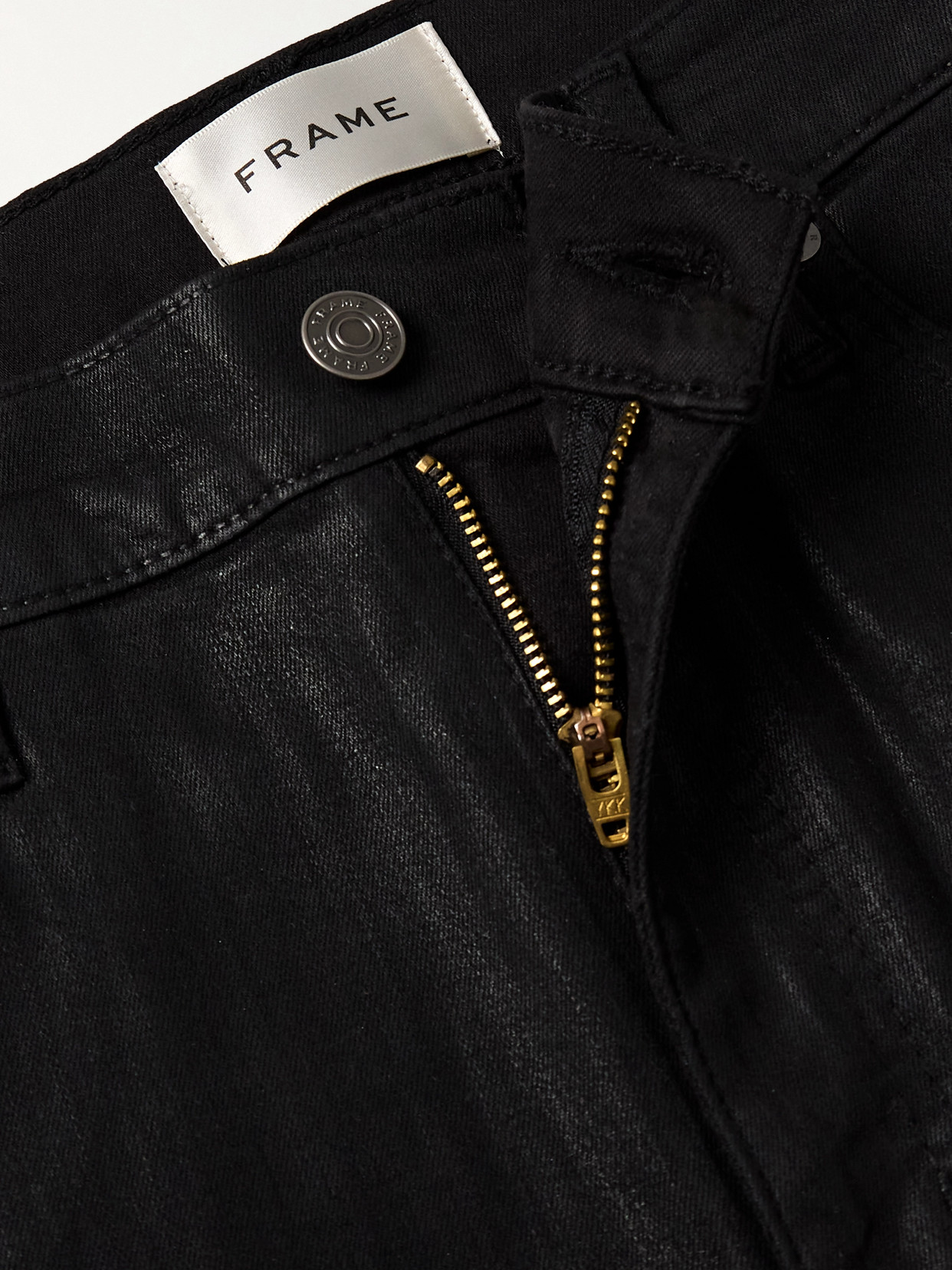 Le Sleek Coated High-Rise Straight-Leg Jeans