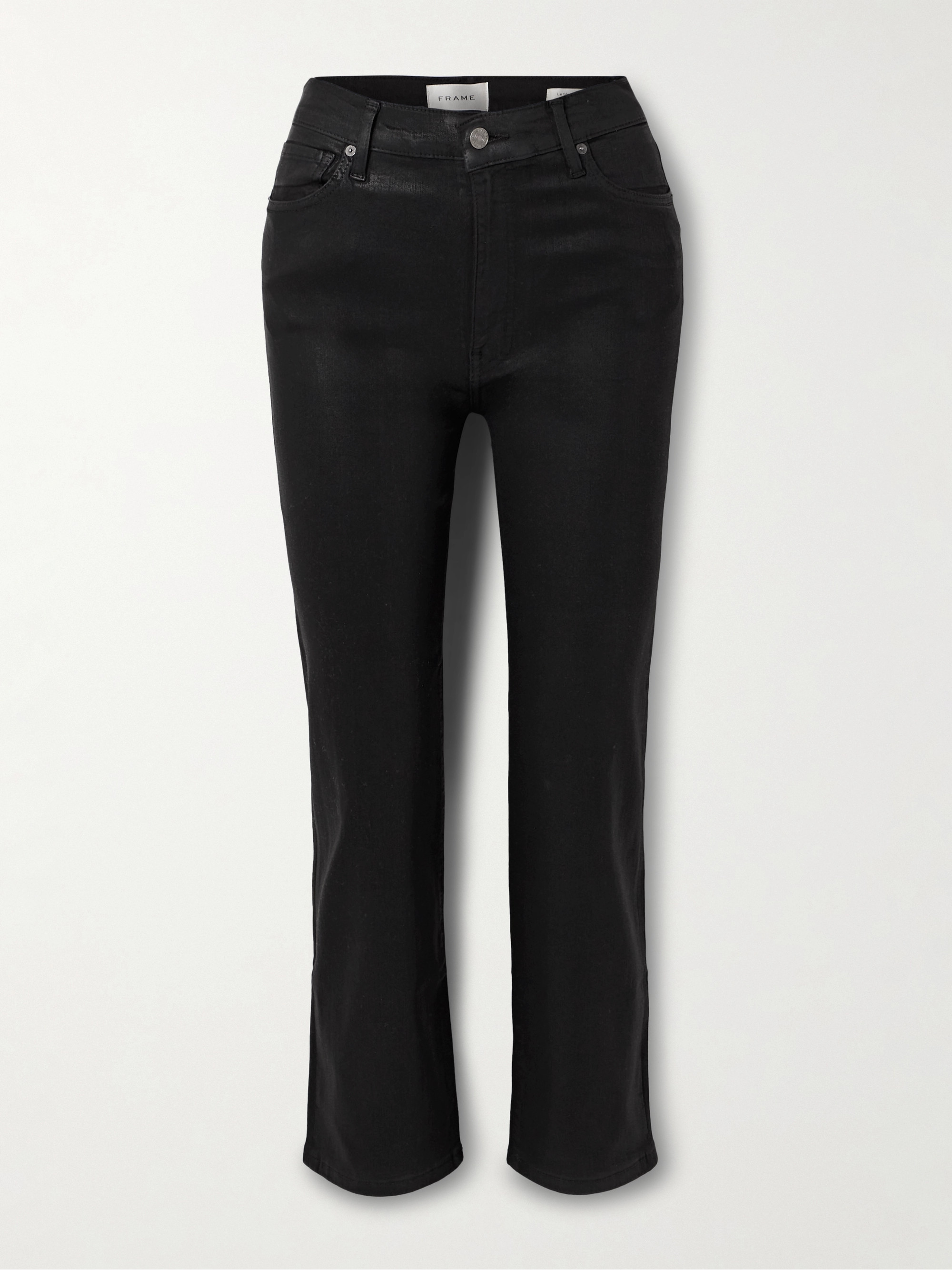 FRAME Le Sleek coated high-rise straight-leg jeans thumbnail