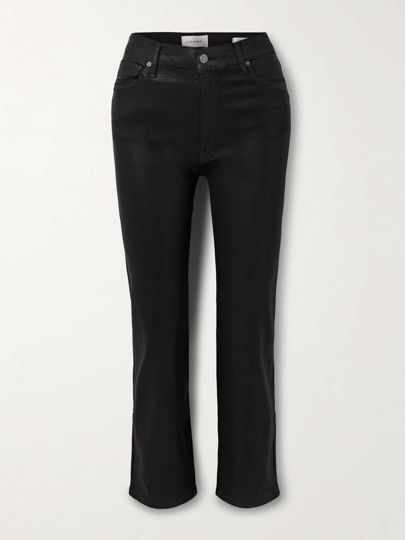Frame Le Sleek Coated High-rise Straight-leg Jeans