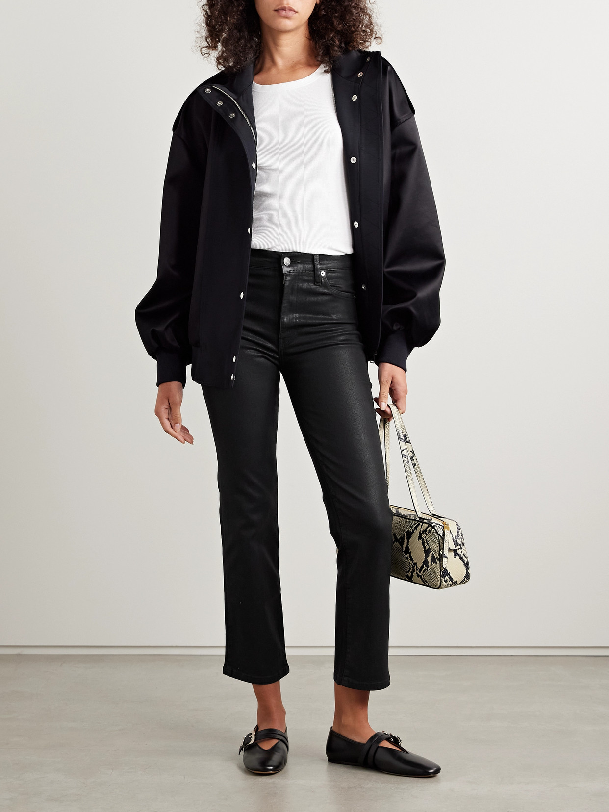 Le Sleek Coated High-Rise Straight-Leg Jeans