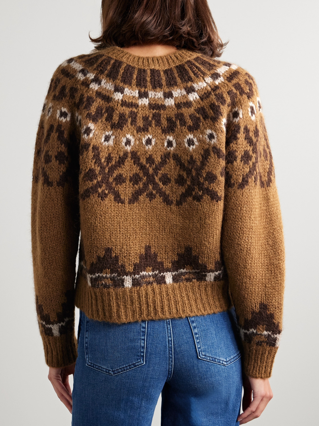 Frame Fair Isle Alpaca Blend Sweater In Brown
