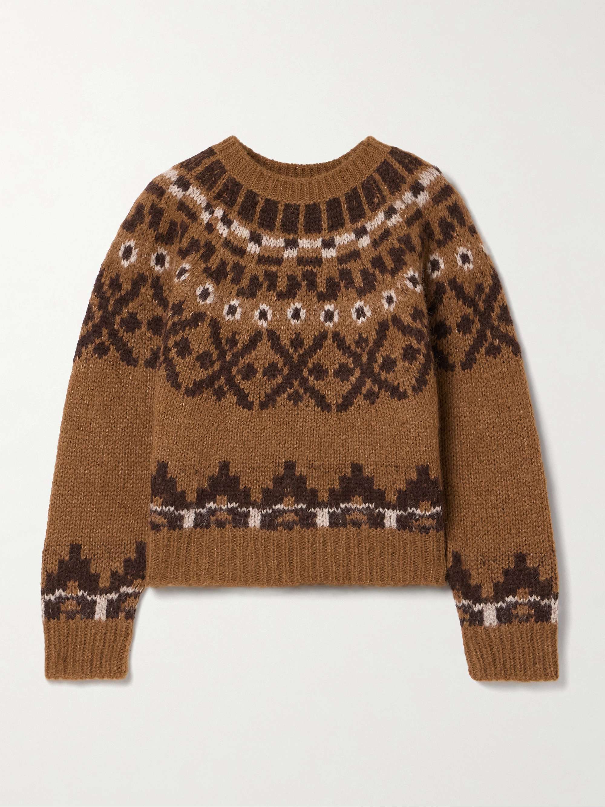 Frame Women s Fair Isle Alpaca Sweater Camel Multi Size XL