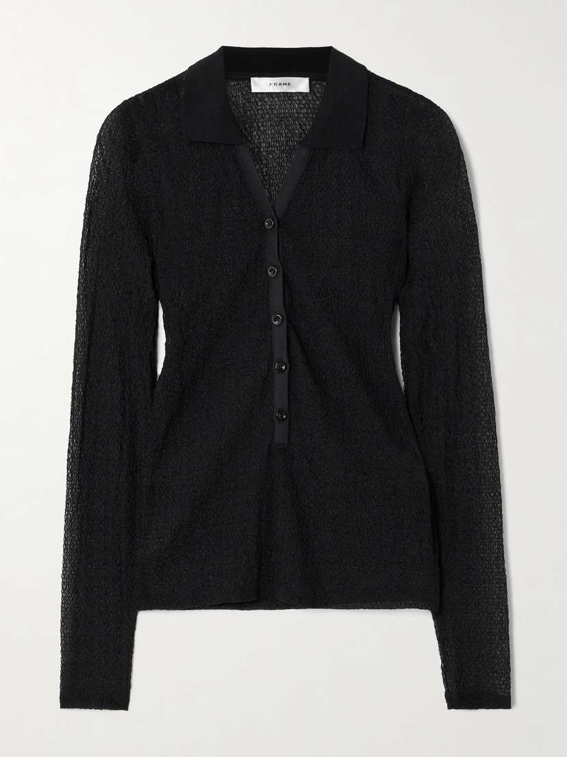 Frame Cotton-blend Mesh Top