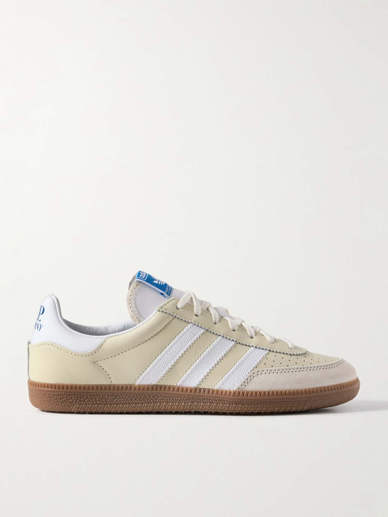 Adidas Originals + C.p. Company Wimberley Spezial Grosgrain And Suede-trimmed Leather Sneakers In Cream
