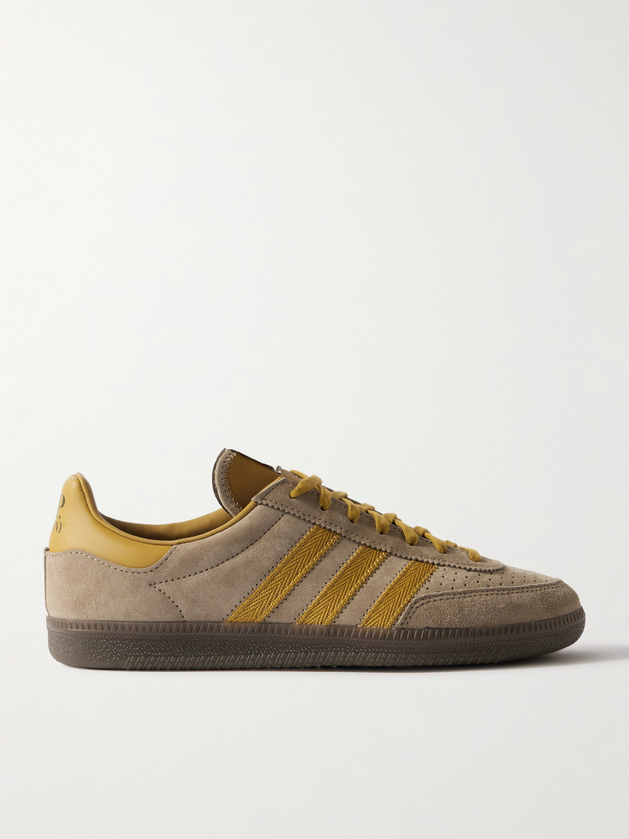 Adidas Originals + C.p. Company Spzl Leather And Grosgrain-trimmed Suede Sneakers In Neutrals