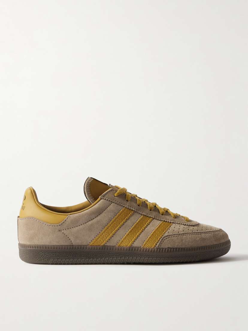 adidas Originals + C.p. Company Spzl Leather And Grosgrain-trimmed Suede Sneakers
