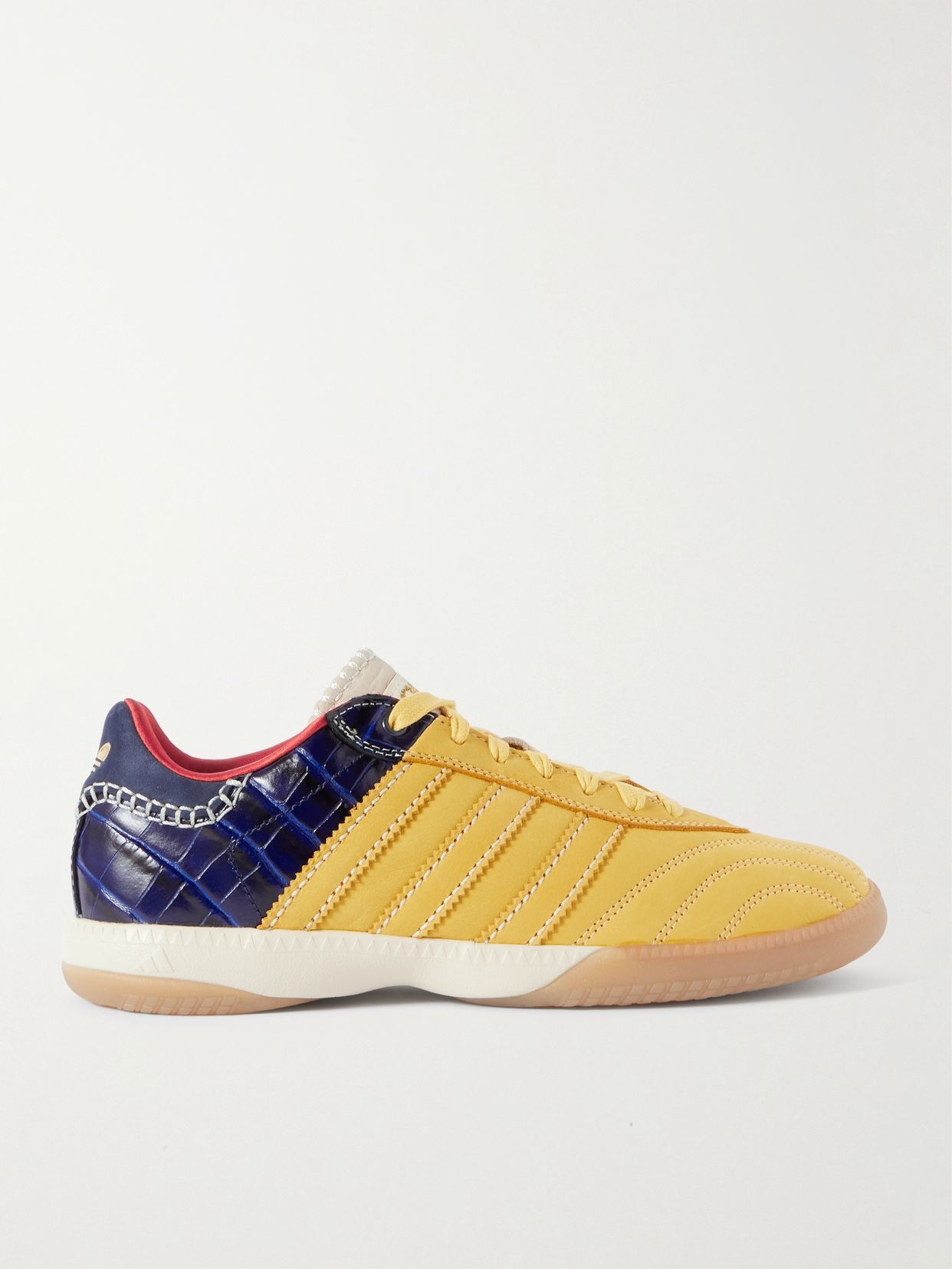 + Wales Bonner Samba Millennium paneled suede and croc-effect leather sneakers