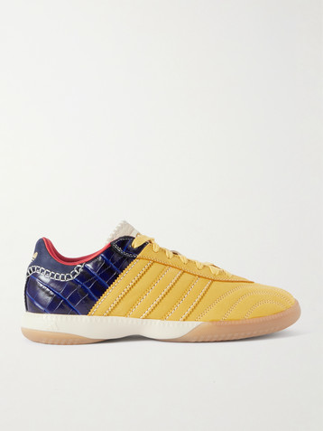 adidas Originals + Wales Bonner Samba Millennium paneled suede and croc-effect leather sneakers