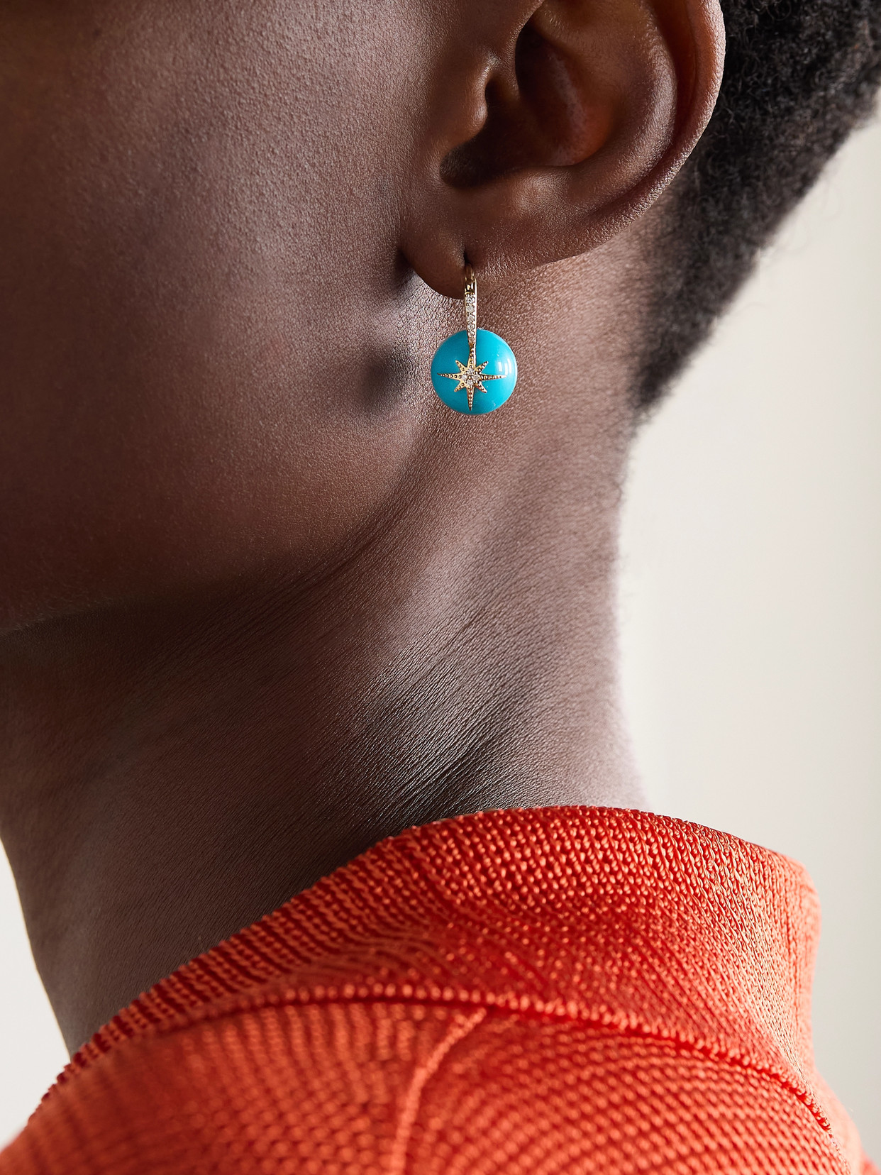 Sydney Evan Starburst 14-karat Gold, Turquoise And Diamond Earrings In Gold