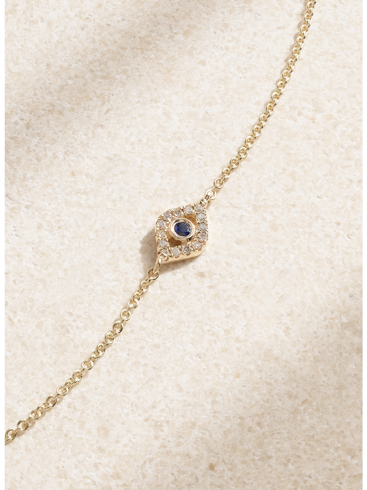 Sydney Evan Small Evil Eye 14-karat Gold, Diamond And Sapphire Bracelet In Gold