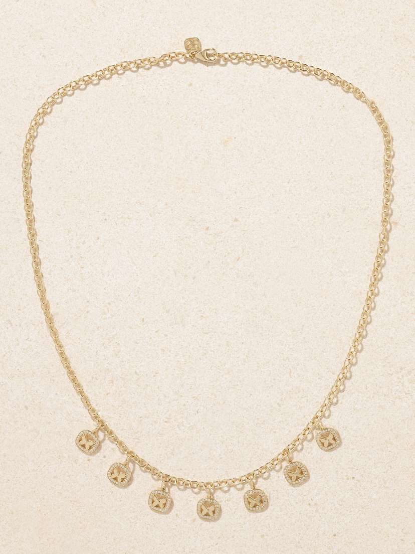 Sydney Evan Open Icon Butterfly 14-karat Gold Diamond Necklace