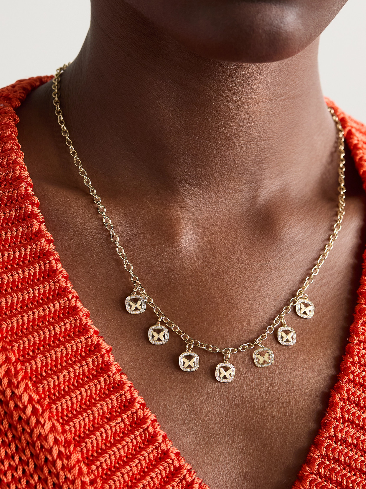 Sydney Evan Open Icon Butterfly 14-karat Gold Diamond Necklace In Gold