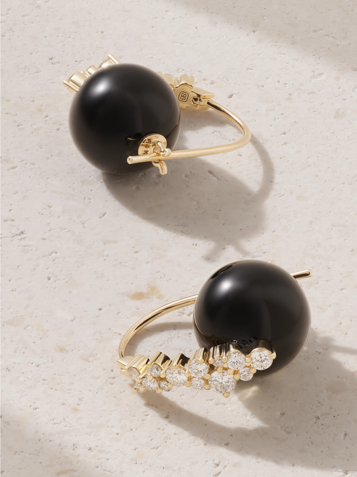 Sydney Evan Cocktail 14-karat Gold, Onyx And Diamond Earrings In Gold