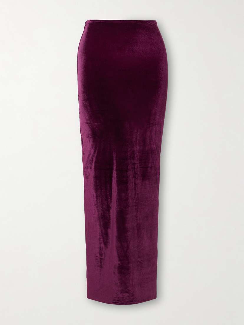 Maygel Coronel Cavana Stretch-velvet Maxi Skirt
