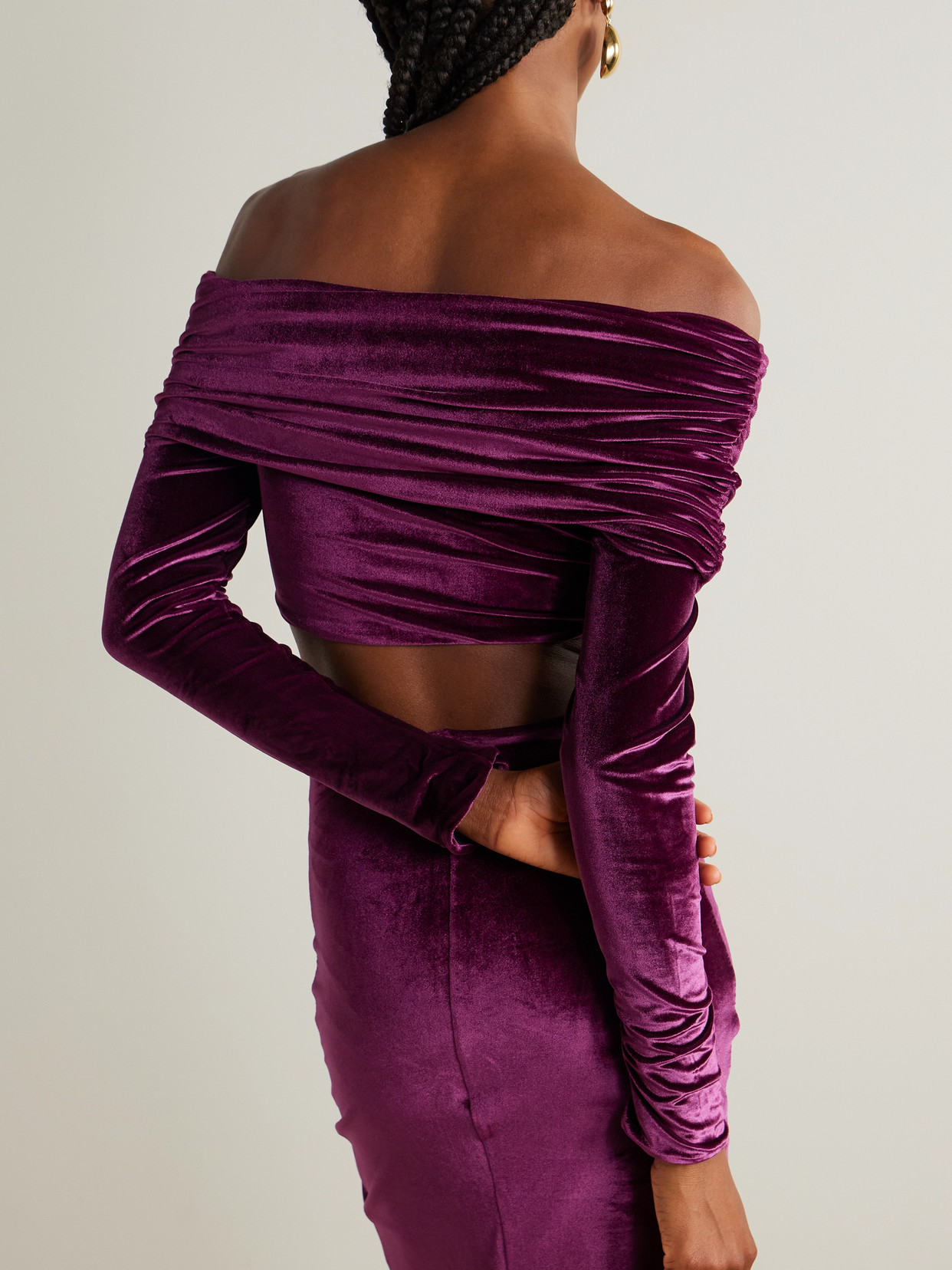 Lido Cropped Stretch-Velvet Top