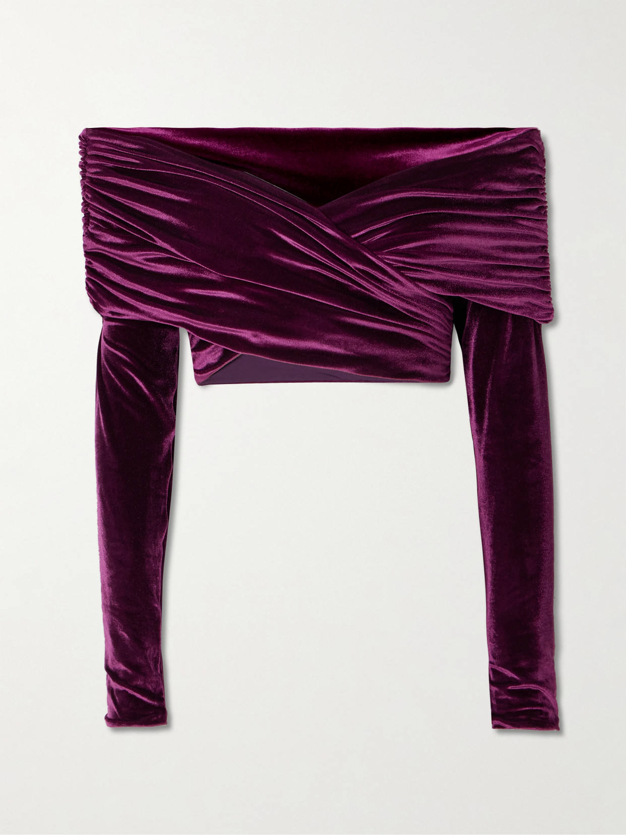 Maygel Coronel Lido Cropped Stretch-velvet Top In Purple