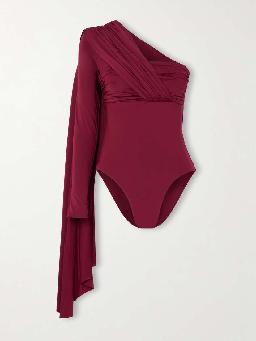 Maygel Coronel Vionnet Draped One-shoulder Stretch-jersey Bodysuit