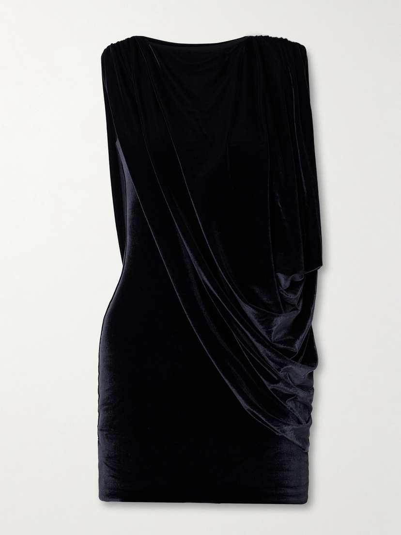 Maygel Coronel Ricaurte Draped Stretch-velvet Mini Dress