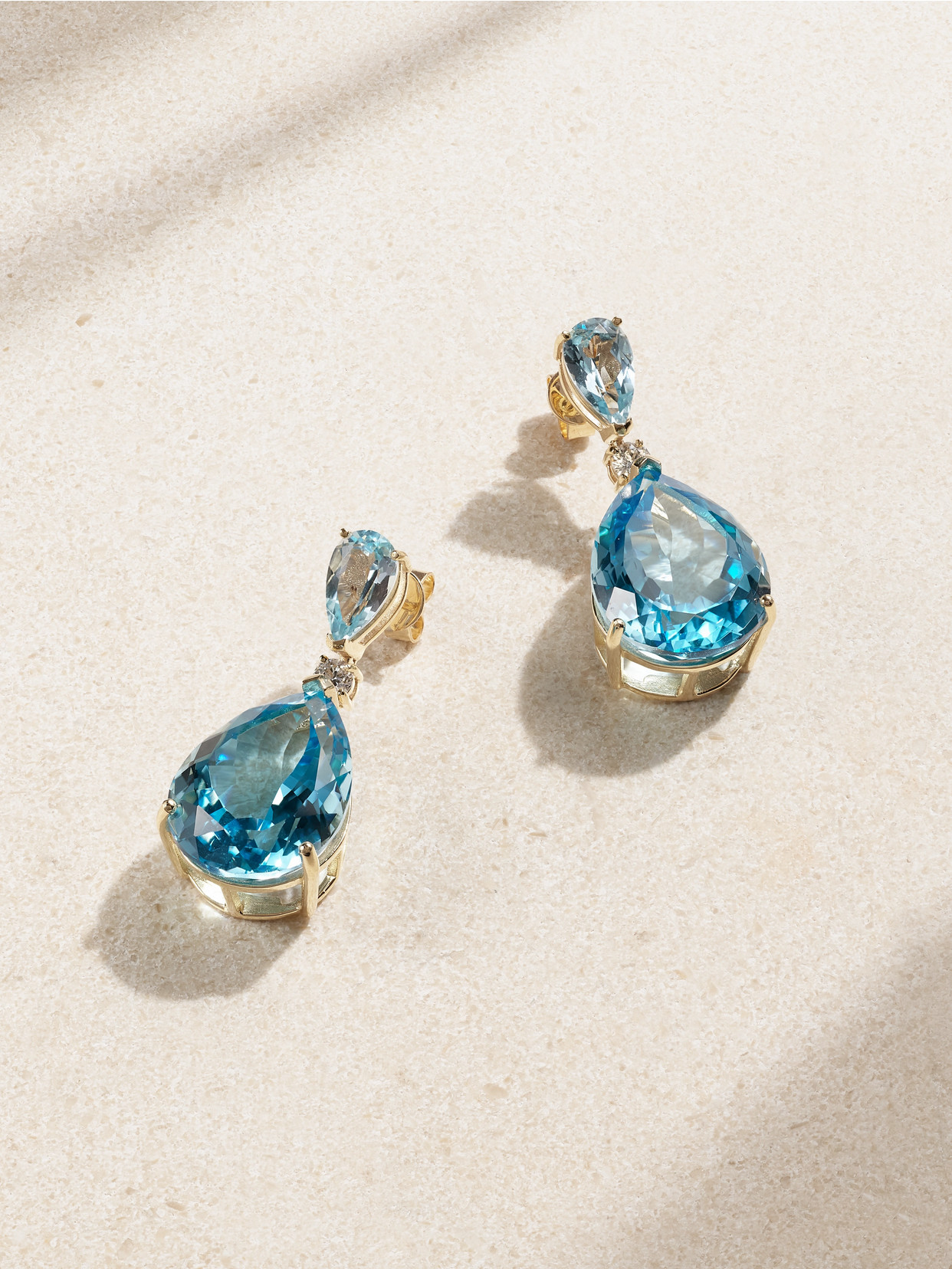 Mateo Sophia 14-karat Gold, Topaz And Diamond Earrings In Blue