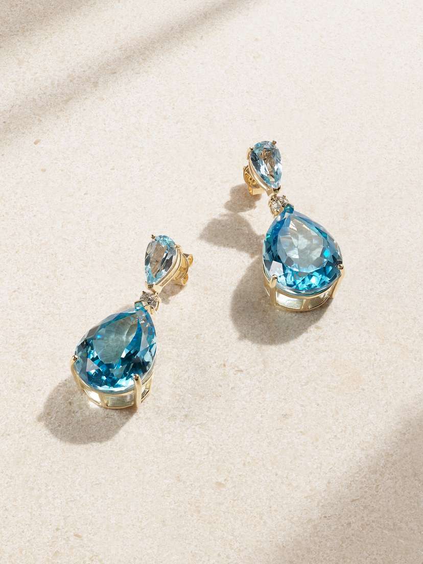 Mateo Sophia 14-karat Gold, Topaz And Diamond Earrings