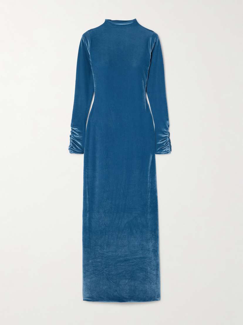 Maygel Coronel Fragola Open-back Stretch-velvet Maxi Dress