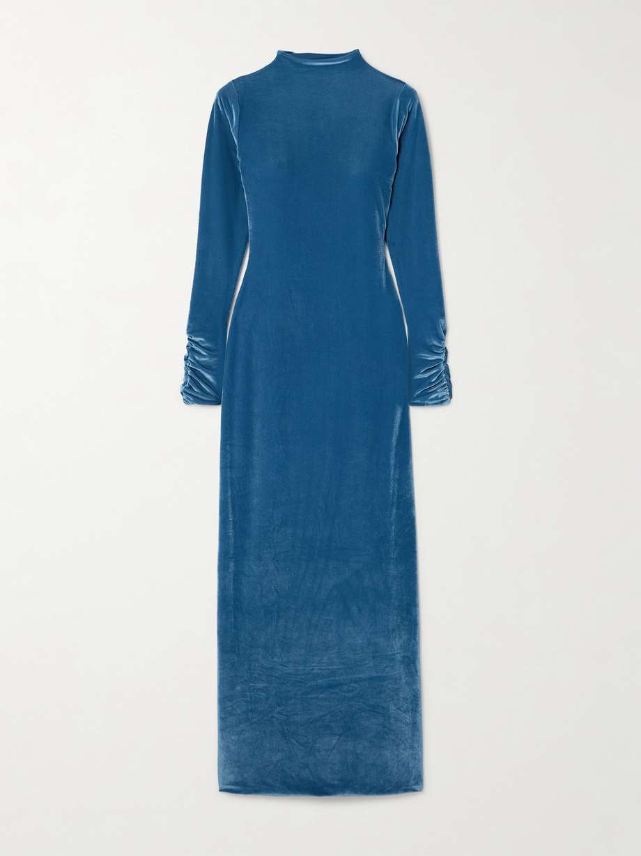fragola open-back stretch-velvet maxi dress