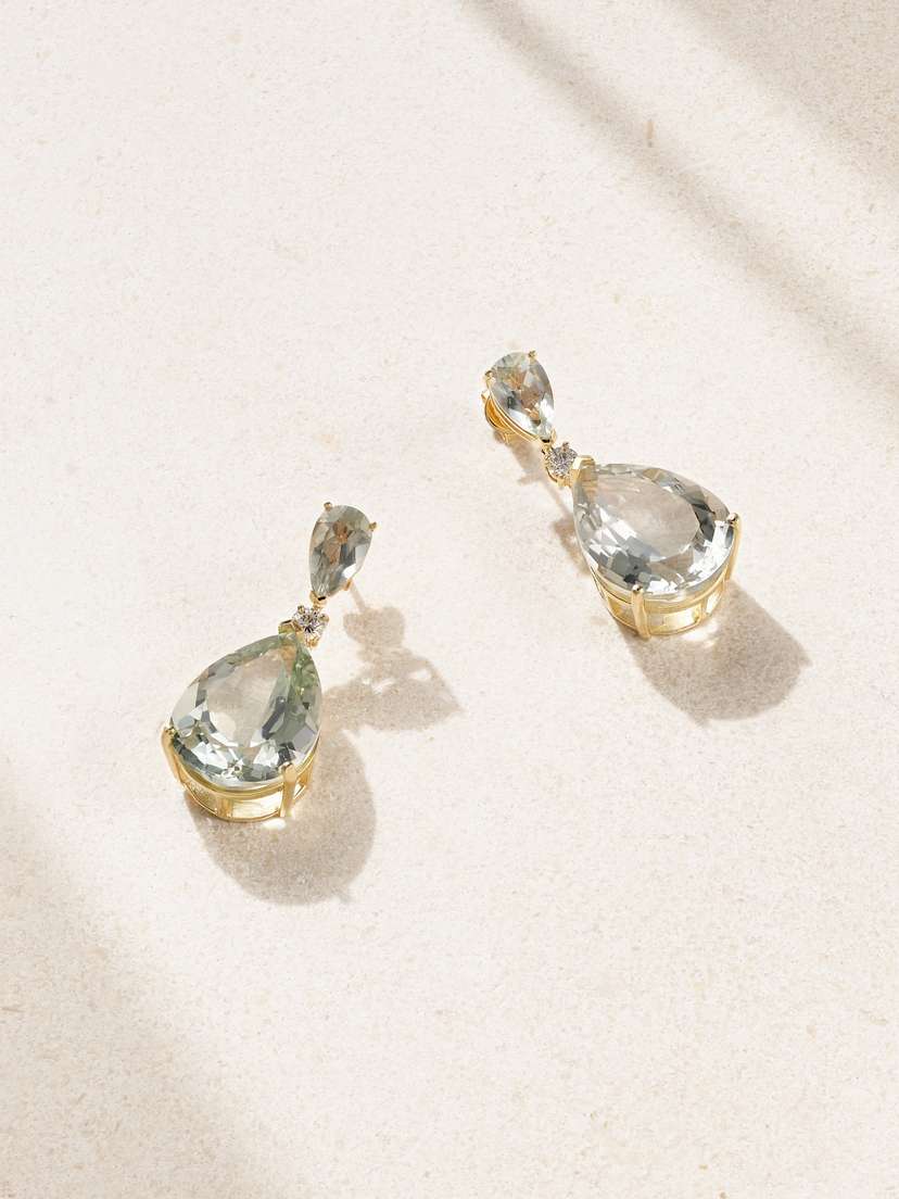 Mateo Sophia 14-karat Gold, Amethyst And Diamond Earrings