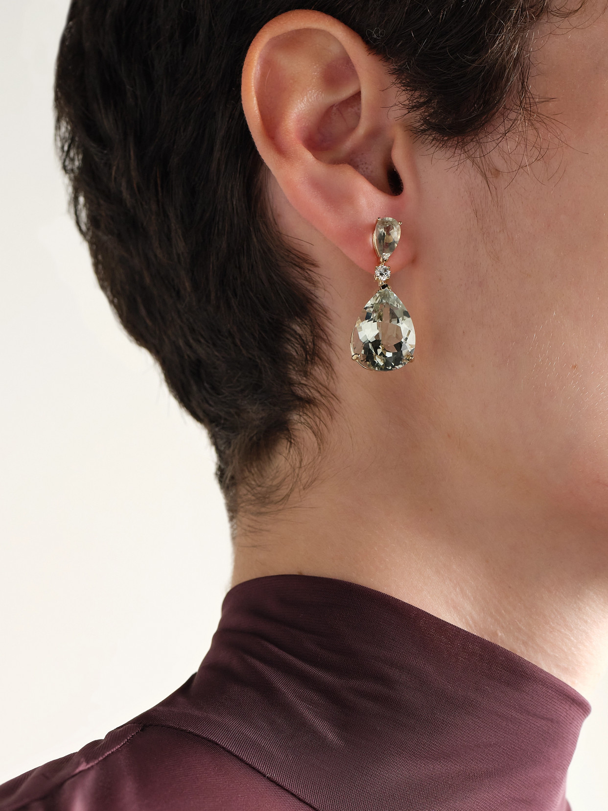 Mateo Sophia 14-karat Gold, Amethyst And Diamond Earrings In Green