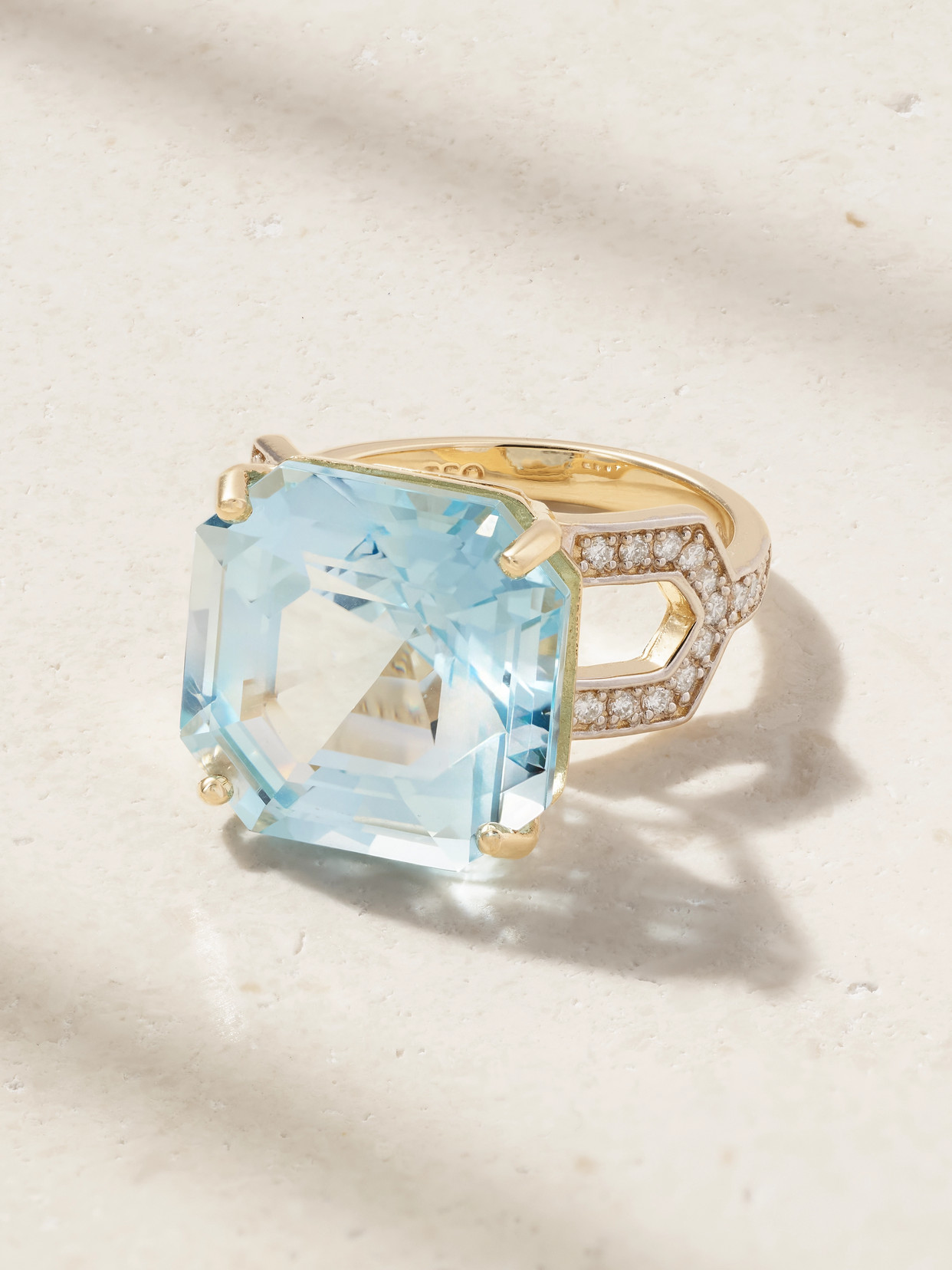 Mateo 14-karat Gold, Topaz And Diamond Ring In Blue