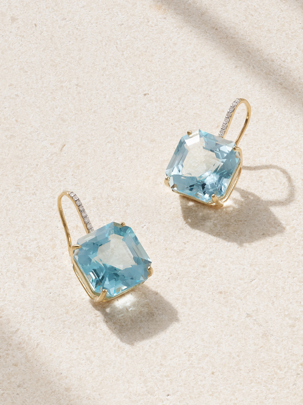 Mateo 14-karat Gold, Topaz And Diamond Earrings In Blue
