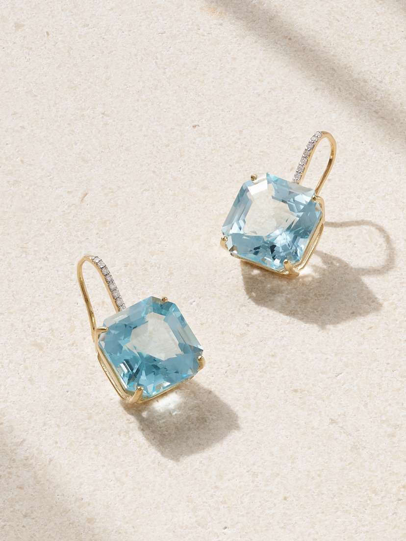 Mateo 14-karat Gold, Topaz And Diamond Earrings