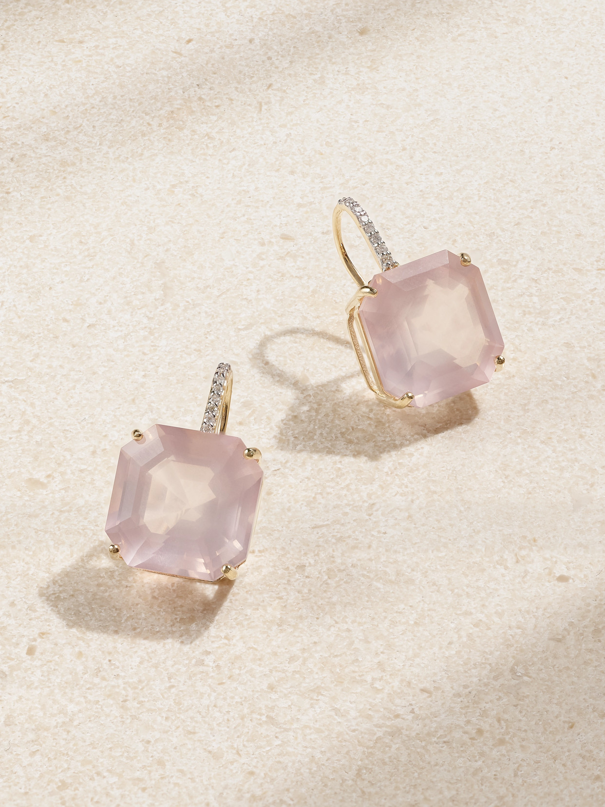 Mateo 14-karat Gold, Topaz And Diamond Earrings In Pink