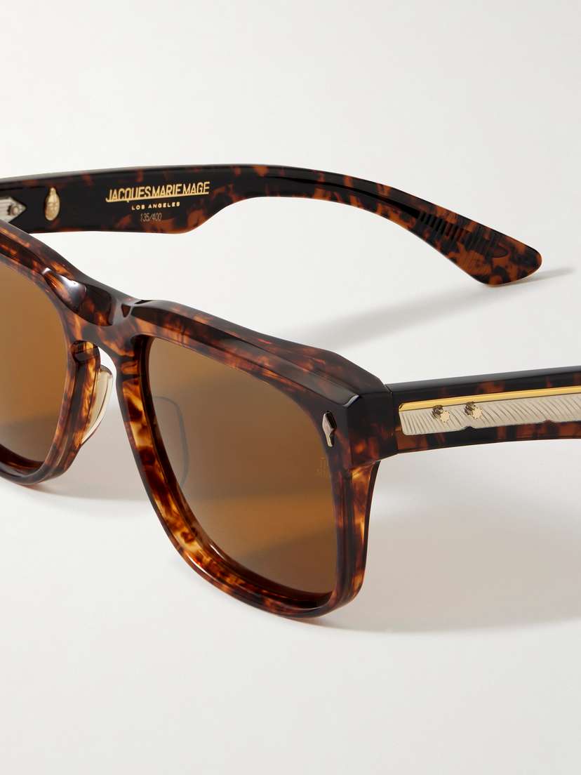 Jacques Marie Mage Wesley D-frame Tortoiseshell Acetate Sunglasses - detail view in Tortoiseshell