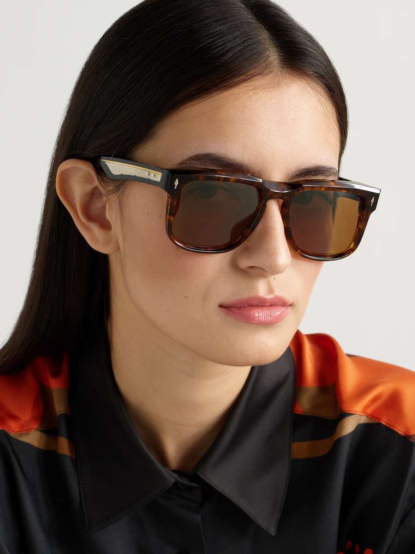 Jacques Marie Mage Wesley D-frame Tortoiseshell Acetate Sunglasses - back view in Tortoiseshell
