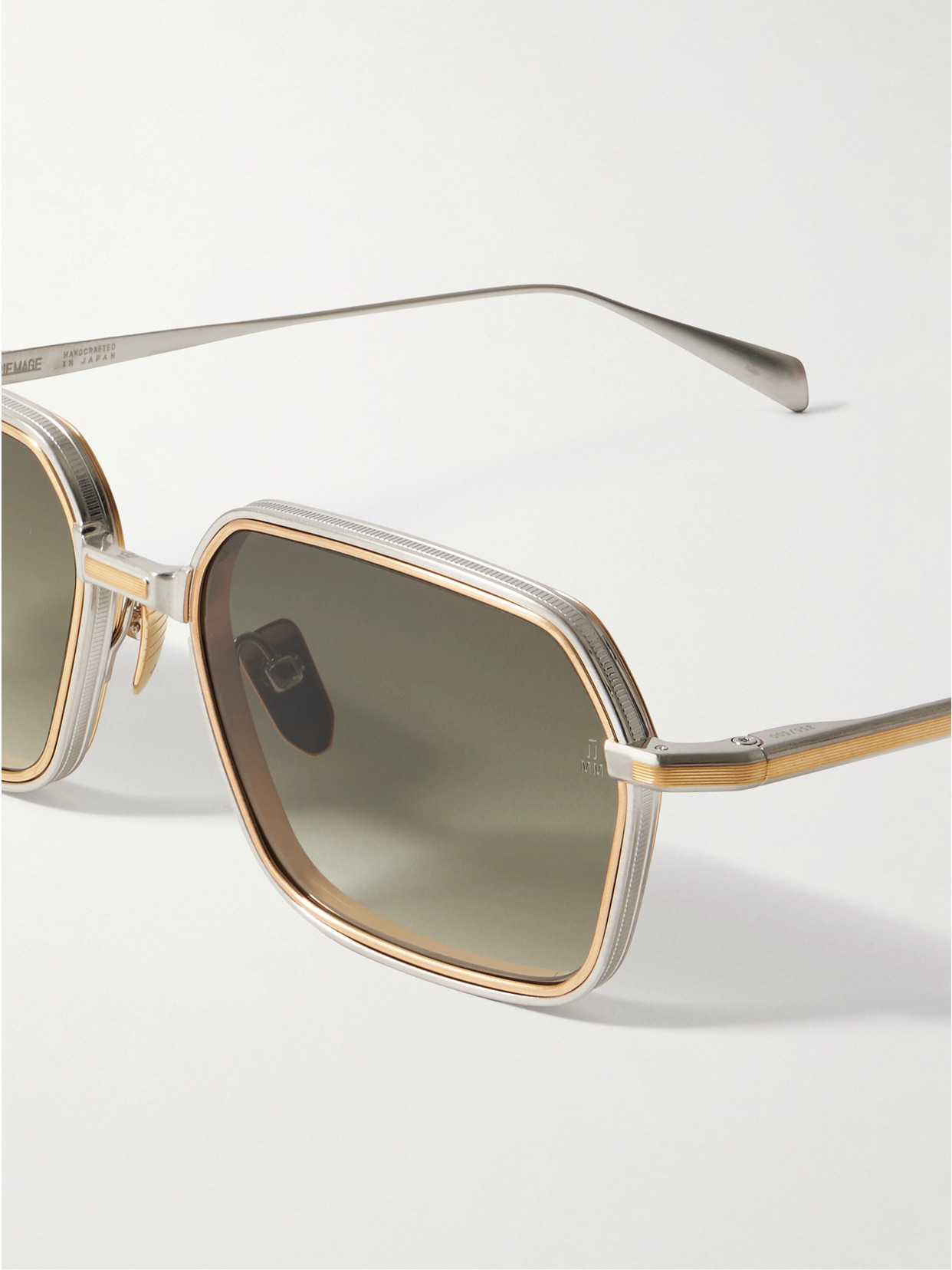 Jacques Marie Mage Admiral Square-frame Gold- And Silver-tone Titanium Sunglasses In Silver