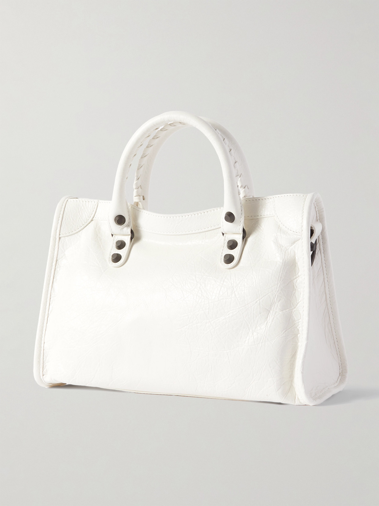Balenciaga Le City Small Embellished Textured-leather Tote In White
