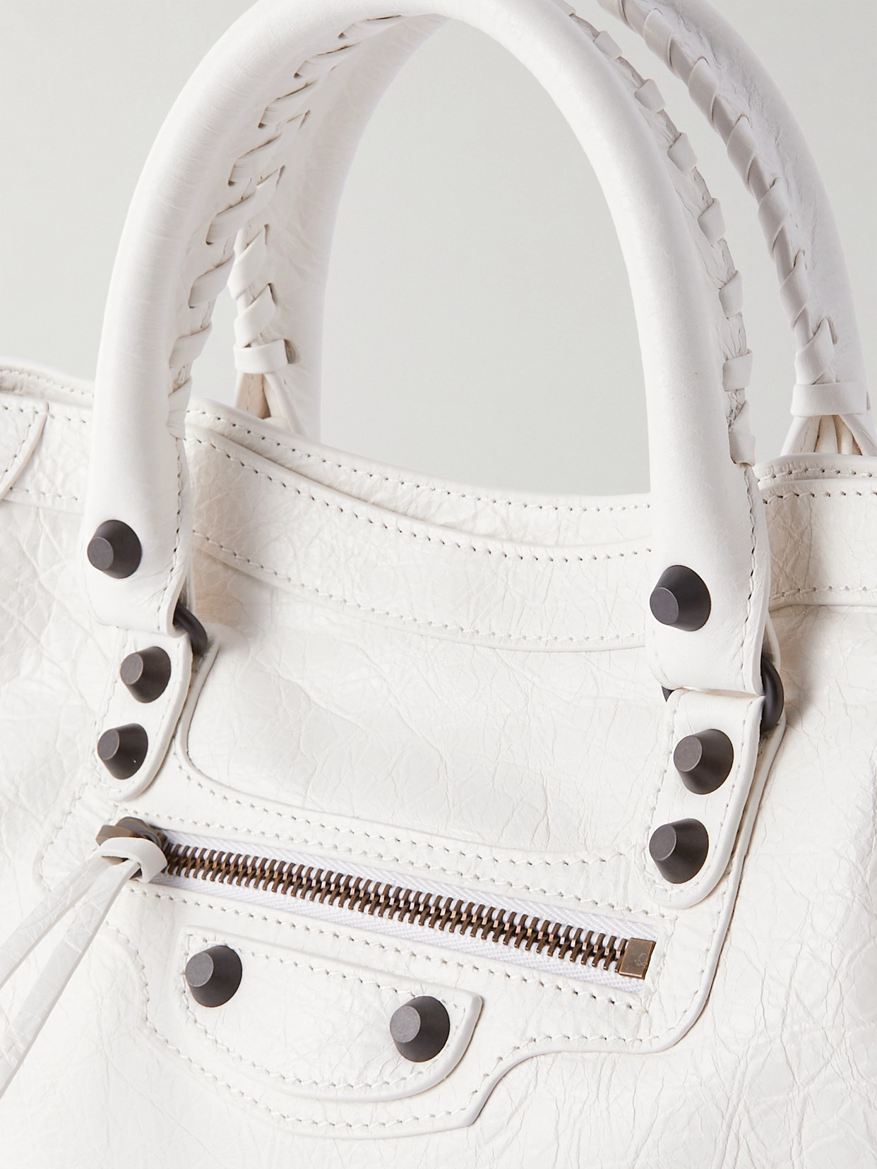 Balenciaga Le City Small Embellished Textured-leather Tote In White