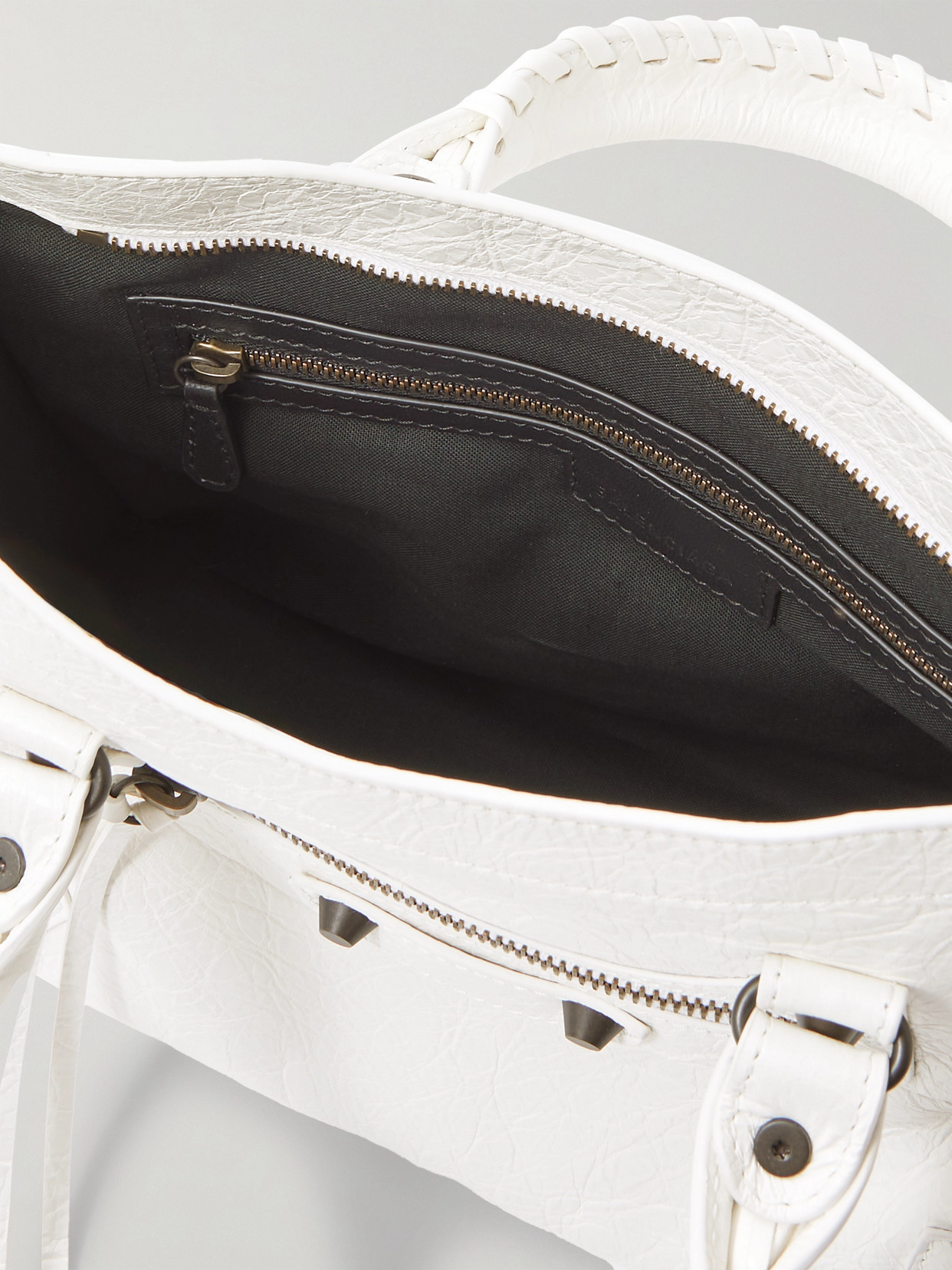 Balenciaga Le City Small Embellished Textured-leather Tote In White