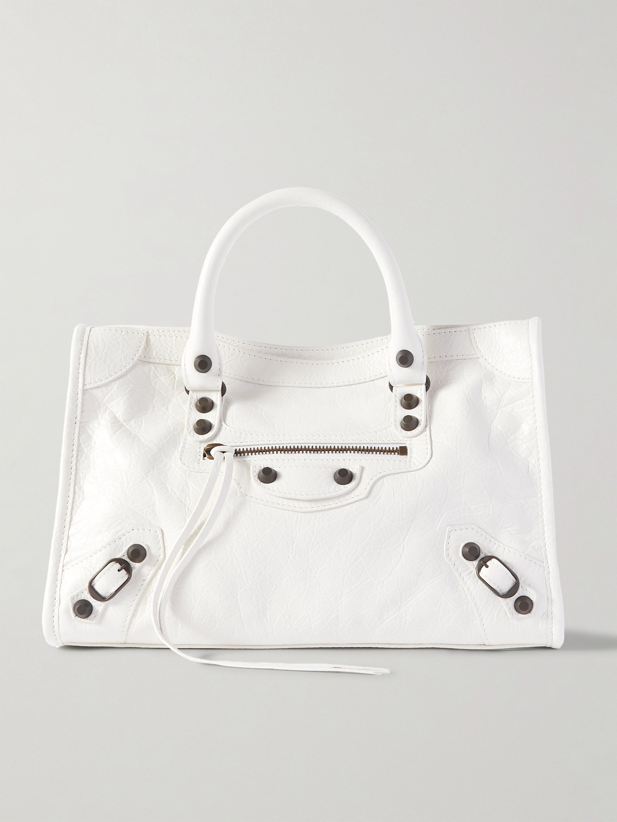 Balenciaga Le City Small Embellished Textured-leather Tote In White